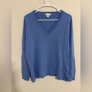 Nordstrom Blue V-Neck Women's Sweater Wool Oversized sweater size small